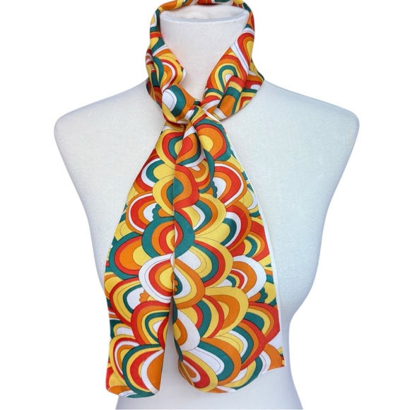 Vintage 1970s Psychedelic Head Scarf Sash Mod Accessory - Picture 4 of 9